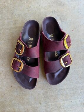 Birkenstock 38 100% Leather Red